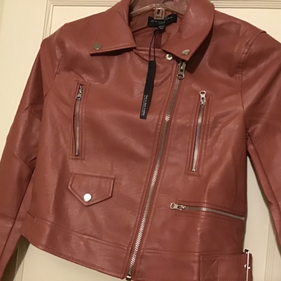 CCO๐2xHP Mauve sz med faux leather moto jacket - Picture 2 of 14